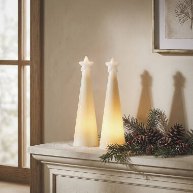 Set de 2 Velas Navideñas LED de Cera con Estrella Solara
