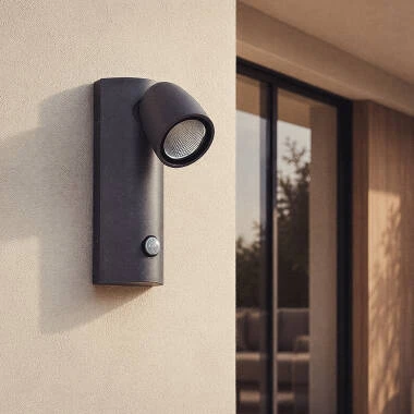 Aplique de Parede Exterior LED 6W Alumínio com Detector de Movimento Abel