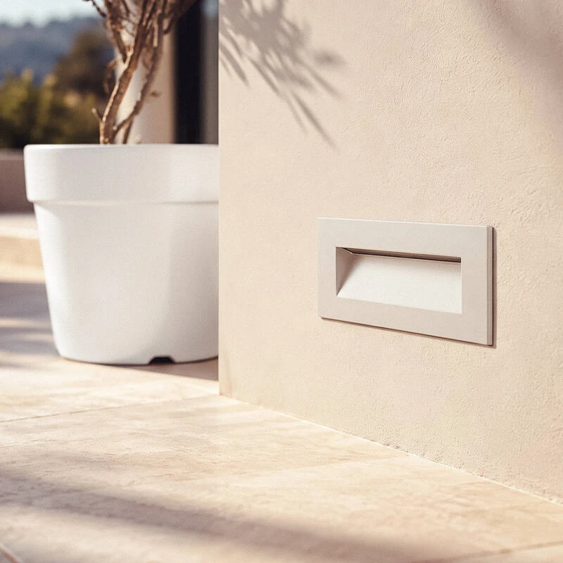 Baliza Exterior LED 7W Encastrável de Parede Retangular Alumínio Branco Groult