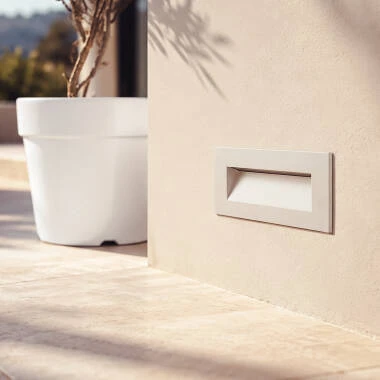 Baliza Exterior LED 7W Encastrável de Parede Retangular Alumínio Branco Groult