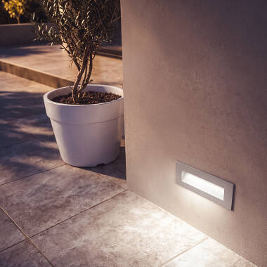 Imagem de Baliza Exterior LED 7W Encastrável de Parede Retangular Alumínio Branco Groult