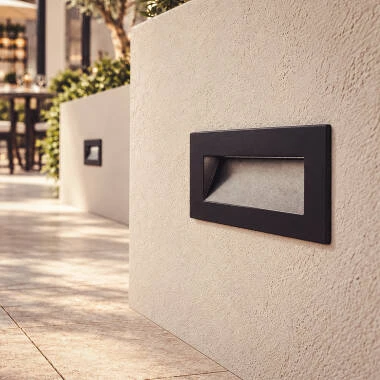 Baliza Exterior LED de 7 W, Encastrável na Parede, Retangular, Alumínio Preto, Groult