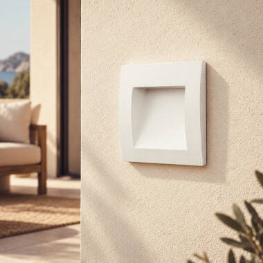 Baliza Exterior LED 4W Empotrable Pared Cuadrado Aluminio Blanco Leif