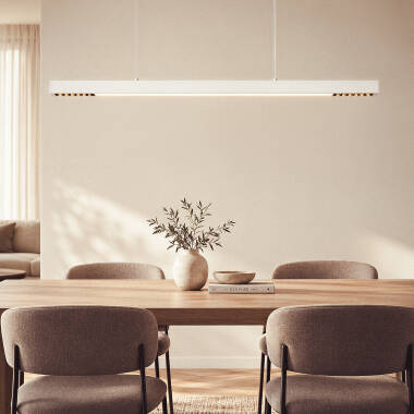 Candeeiro Suspenso Linear LED 42W Aluminio CCT Iluminação Dupla Cara Funky Chic