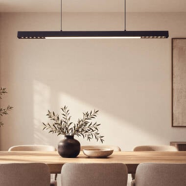 Candeeiro Suspenso Linear LED 42W Aluminio CCT Iluminação Dupla Cara Funky Chaka