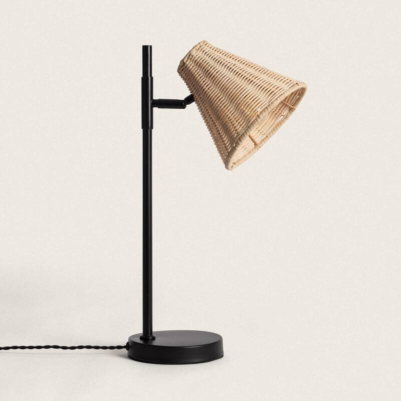 Imagem de Candeeiro de Mesa Metal e Rattan Cesto