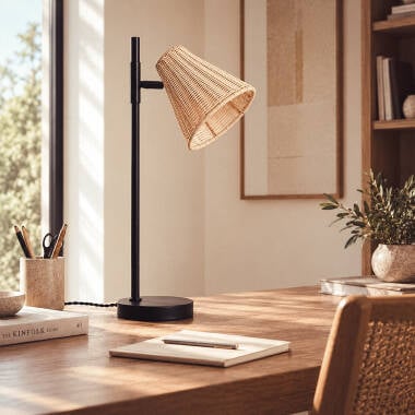 Imagem de Candeeiro de Mesa Metal e Rattan Cesto