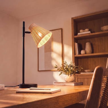 Imagem de Candeeiro de Mesa Metal e Rattan Cesto