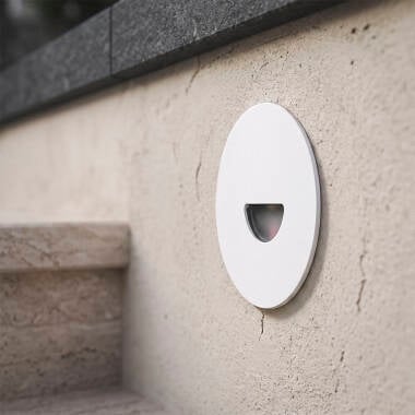 Baliza Exterior LED 2W Empotrable Aluminio Pared Circular Blanco Guell