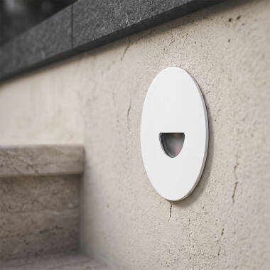 Baliza Exterior LED de 2 W, Encastrável, em Alumínio, Circular, para Parede, Branca, Guell