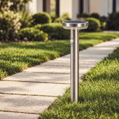 Baliza de Pie Exterior Solar LED 5W 50cm Acero Inoxidable con Sensor de Movimiento Barton