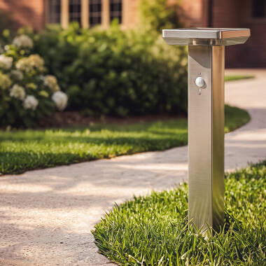 Imagem de Baliza de Pé Exterior Solar LED 5W 50cm Alumínio com Sensor de Movimento Barton Square