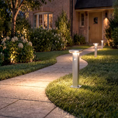 Imagem de Baliza de Pé Exterior Solar LED 5W 50cm Alumínio com Sensor de Movimento Barton Square