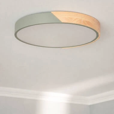 Plafón LED 24W Circular Madera y Aluminio Ø418 mm CCT Seleccionable Semi-Dari