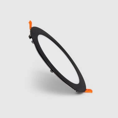 Placa LED 12W Circular SuperSlim Corte Ø 155 mm Negro Brillo