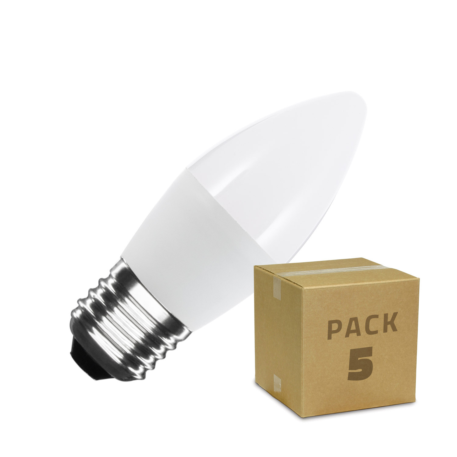 Pack Ampoules LED E27 C37 5W (5 Un) Blanc Neutre 4000k4500K
