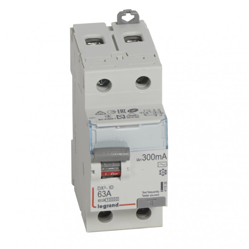 Imagen de Interruptor Diferencial Industrial 2P 300mA 25-63A 10kA Clase AC LEGRAND DX³ 411524