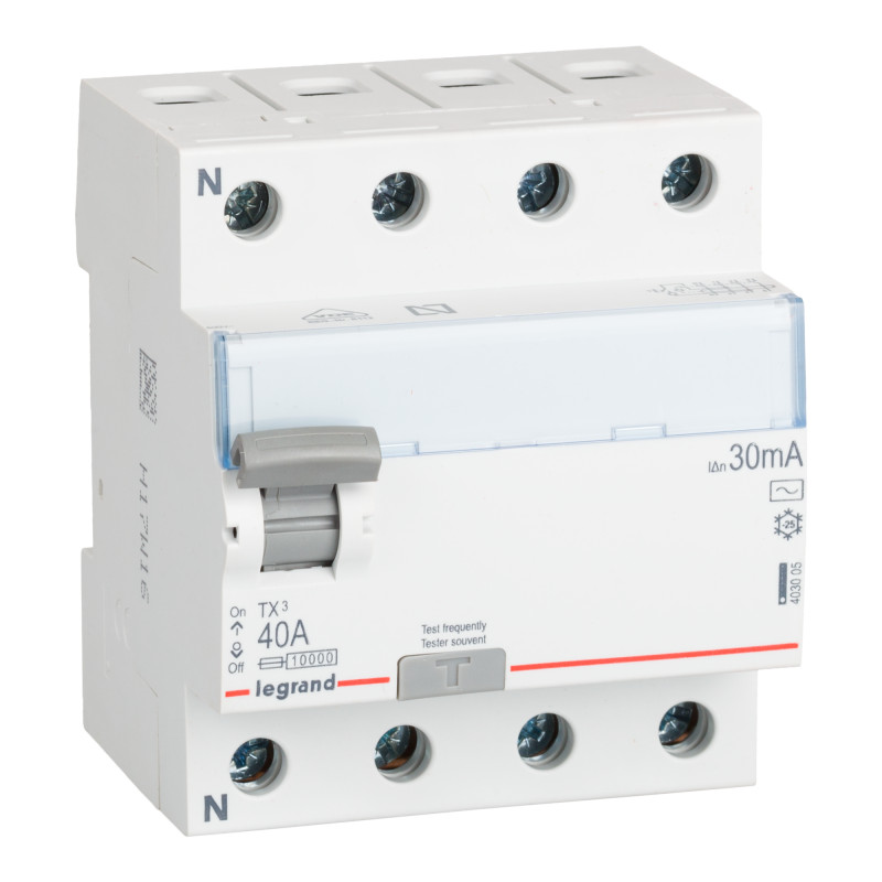 Imagen de Interruptor Diferencial Industrial 4P 30mA 25-40A 10kA Clase AC LEGRAND TX³ 403004