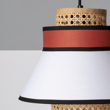 Imagem de Candeeiro Suspenso em Tecido e Ratán Kufila