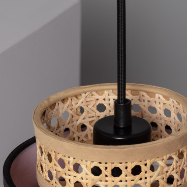 Imagem de Candeeiro Suspenso em Tecido e Ratán Kufila