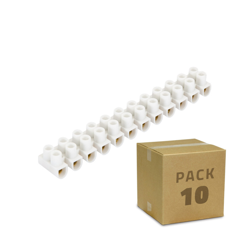 Imagen de Pack 10 unidades de Clema Regleta de 12 Conectores de Cable Eléctrico Blanco