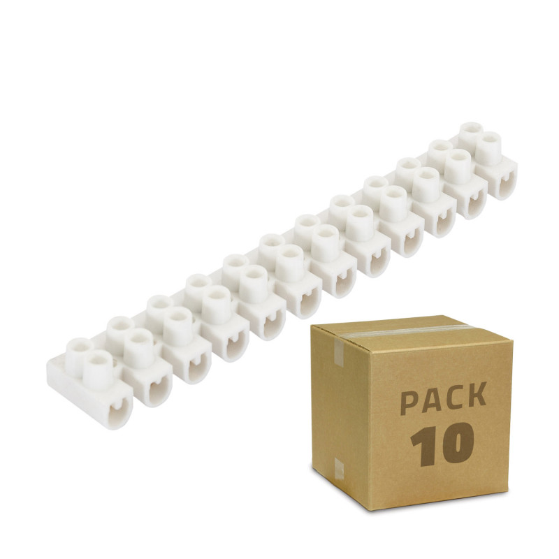 Imagen de Pack 10 unidades de Clema Regleta de 12 Conectores de Cable Eléctrico Blanco