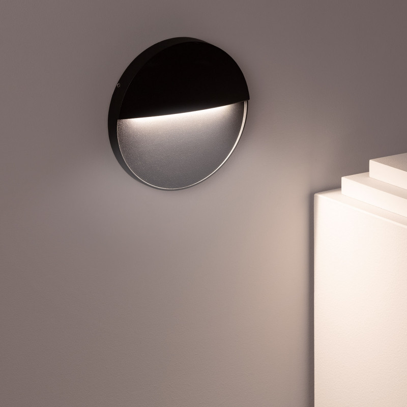 Imagem de Aplique de Parede LED 6.5W de Alumínio Circular Jade Preto