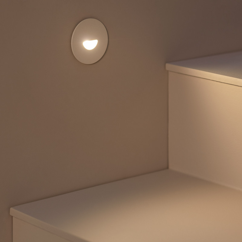 Produto de Baliza Exterior LED 2W Encastrável na Parede Circular Branco Guell