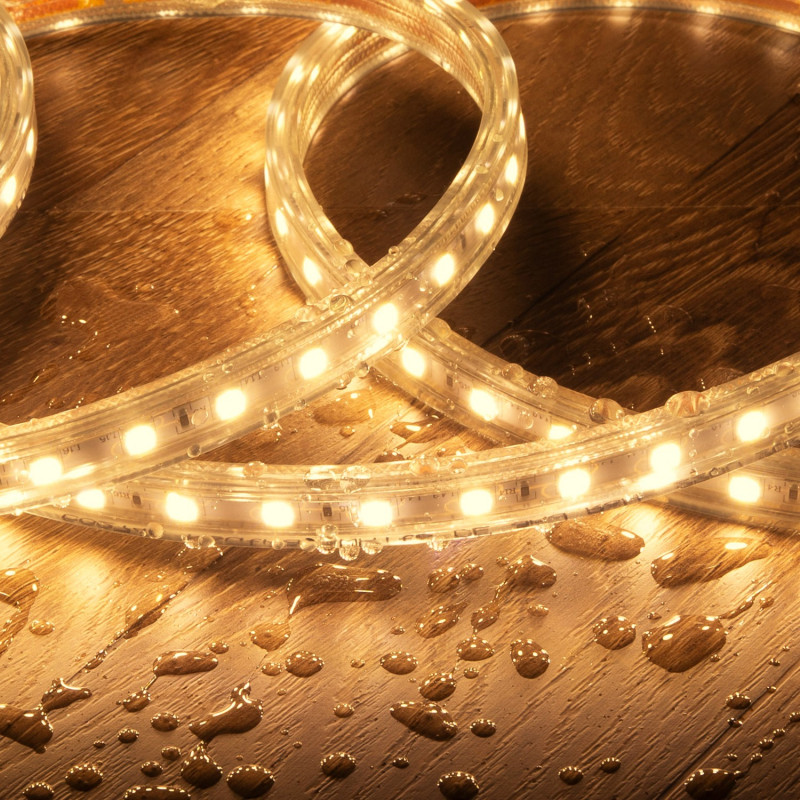Imagen de [#] Tira LED 220V AC 60 LED/m Blanco Super Cálido IP67 a Medida Ancho 14 mm Corte cada 100 cm