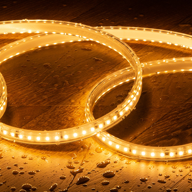 Imagen de [#] Tira LED Regulable 220V AC Solid 120 LED/m Blanco Súper Cálido IP67 a Medida Ancho 14mm Corte cada 10 cm 