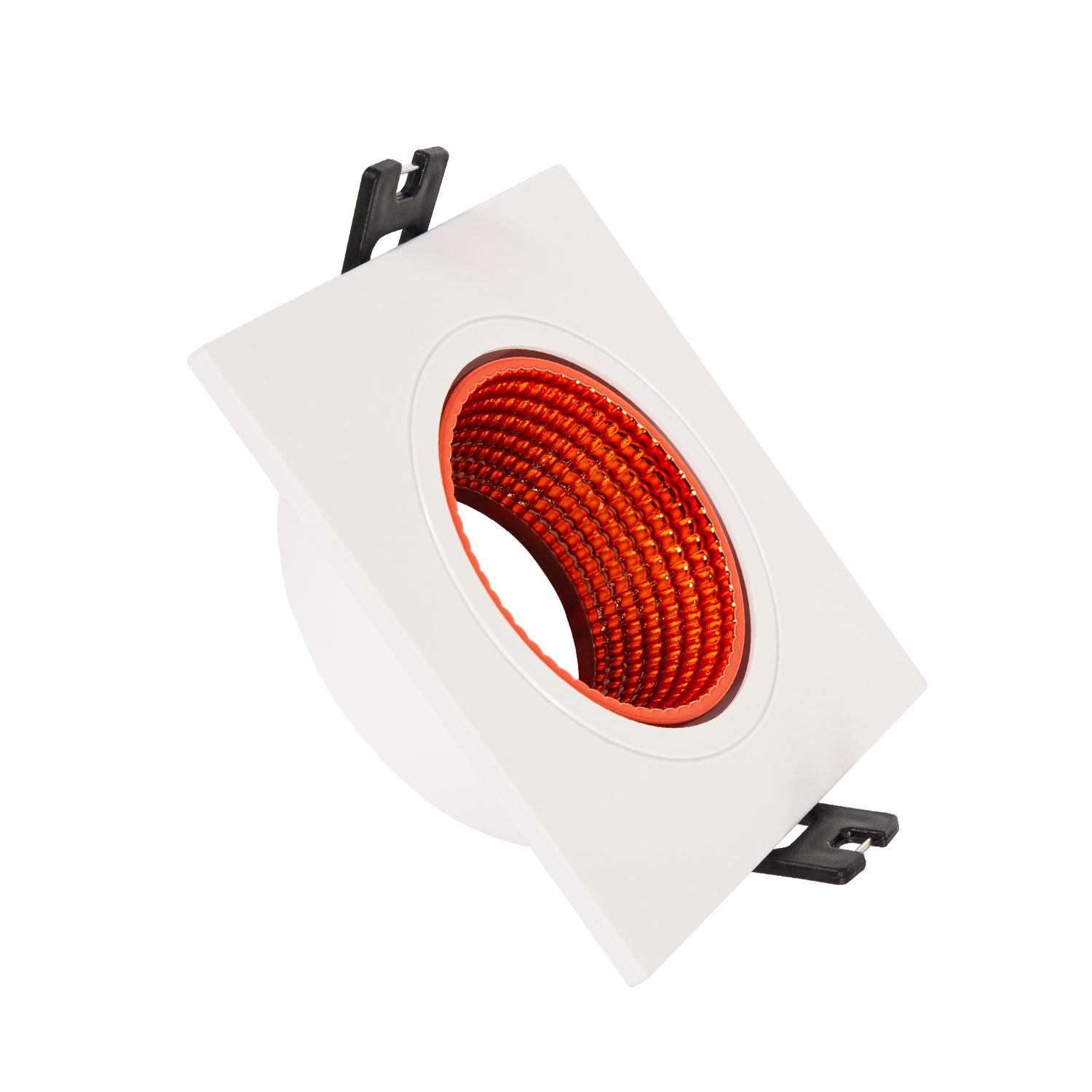 Aro Downlight Cuadrado Basculante de Colores para Bombilla LED GU10 / GU5.3 Corte Ø80 mm