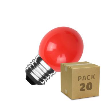Conjunto de 20 Lâmpadas LED E27 de 3 W, 300 lm, G45, Monocromáticas