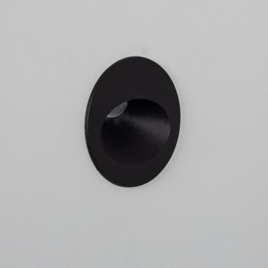 Baliza Exterior LED 3W Embutida Parede Circular Preta Coney