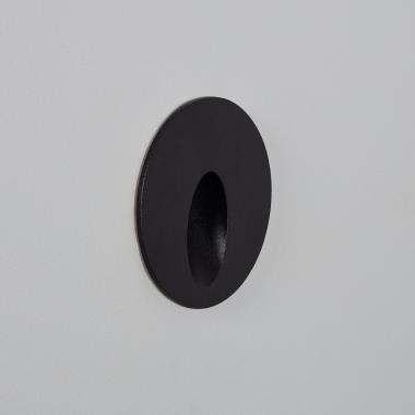 Baliza Exterior LED 3W Empotrable Pared Circular Aluminio Negro Boiler