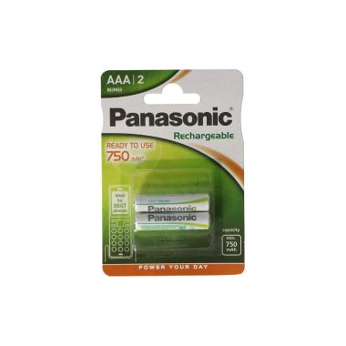Bateria 2 Pilhas Recarregáveis para Telefones Sem Fio 1.5V AAA PANASONIC HHR-4MVE/2BD