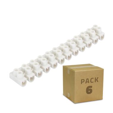 Pack 6 unidades Bloco de Terminais de 12 Conectores de Cabo Eléctrico Branco