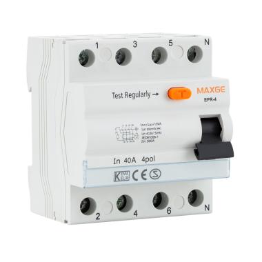 Interruptor Diferencial Residencial 4P 300mA 40A 10kA Clase AC MAXGE