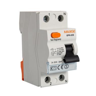 Interruptor Diferencial Residencial 2P+N 30mA 25-40A 6kA Clase AC MAXGE
