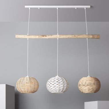 Producto de Lámpara Colgante Ratán y Madera Linfen