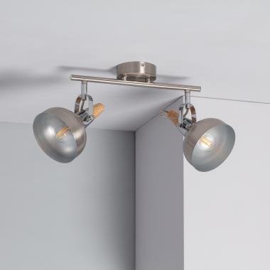 Lámpara de Techo Orientable Aluminio 2 Focos Plata Emer