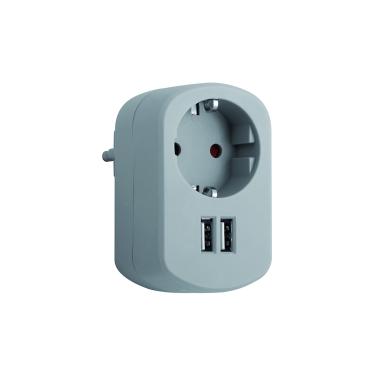 Adaptador Enchufe Tipo F Schuko + 2 USB-A SIMON CL118123