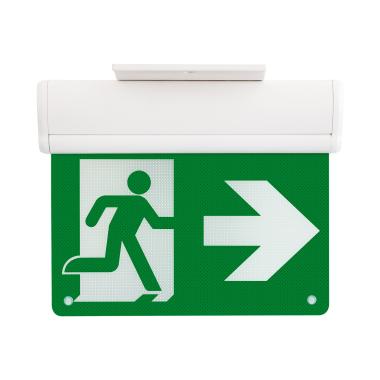 Luz Emergencia LED Superficie Permanente con Cartel Doble Cara con Autotest