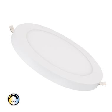 Placa LED 18W Blanco Seleccionable Circular Corte Ajustable Ø75-210 mm con Marco Aluminio