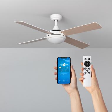 Ventilador de Techo Silencioso Navy Blanco Madera 132cm Motor DC WiFi