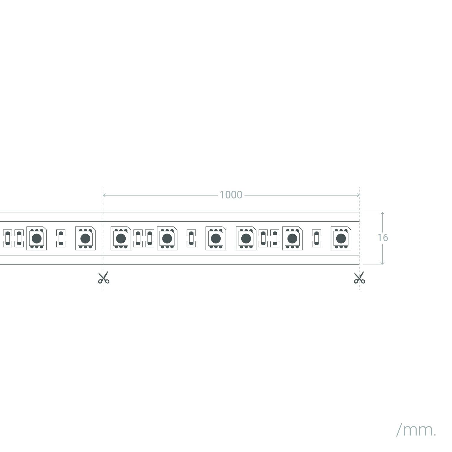 LED-Streifen RGB 220V AC 60 LED/m IP65 nach Mass Breite 16mm Schnitt jede 100cm - Bild 118 von 128
