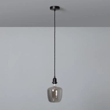 Lámpara Colgante con Cable Textil Trenzado Negro