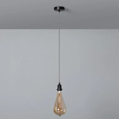 Lámpara Colgante con Cable Textil Blanco y Negro