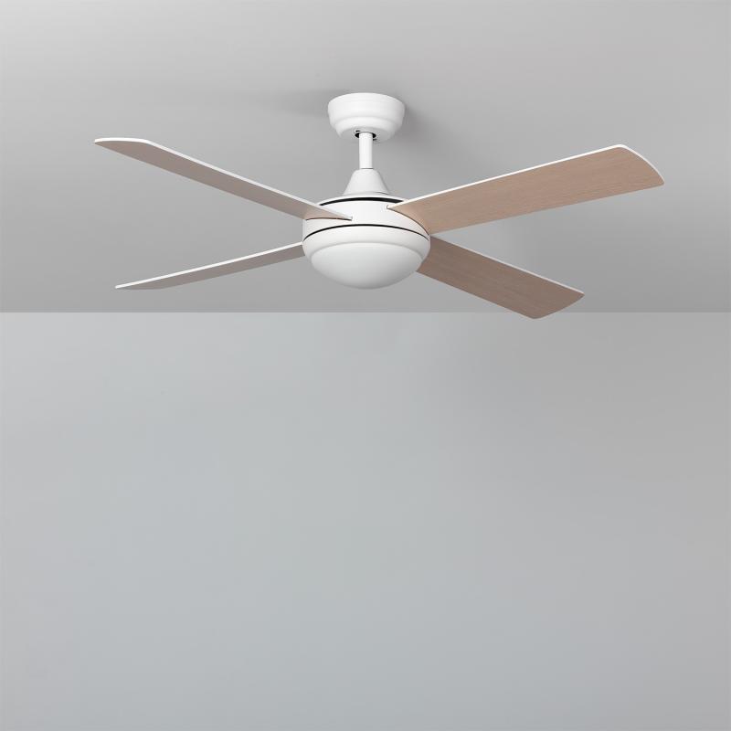 Imagem de Ventoinha de Teto Silenciosa Navy Branca Madeira 132cm Motor DC WiFi 