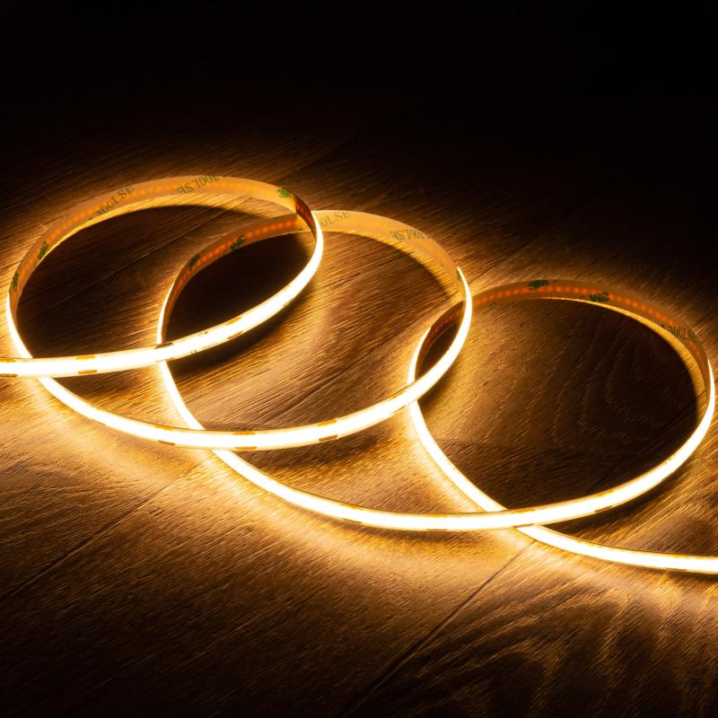 Imagen de Tira LED 12V COB 320 LED/m 5m 10W/m 1000lm/m Ancho 8mm Corte 2.5cm IP20 CRI90