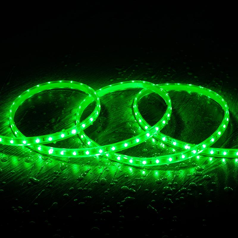 Imagen de Tira LED 220V SMD2835 60LED/m Verde IP65 Ancho 12mm Corte 100cm